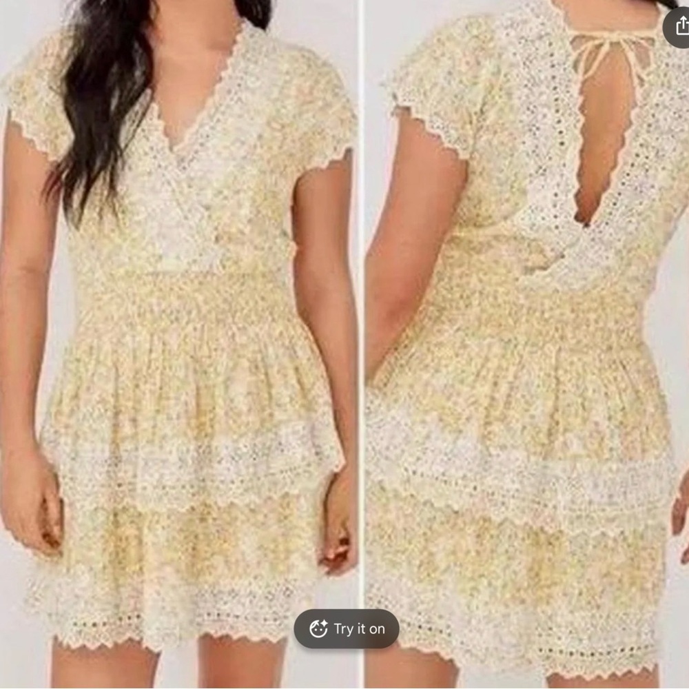 American Eagle Floral Garden Party Tiered Mini Dress - Picture 3 of 10